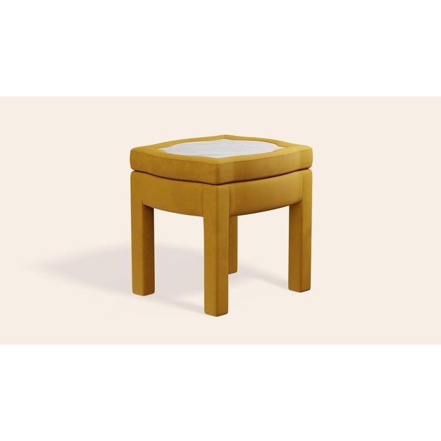 Contemporary Turmeric Velvet Piero Ottoman by Ceraudo For Sale - Image 3 of 8