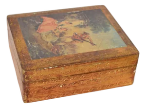 Gold Florentine Italian Wooden Box of Men Serenading Lady