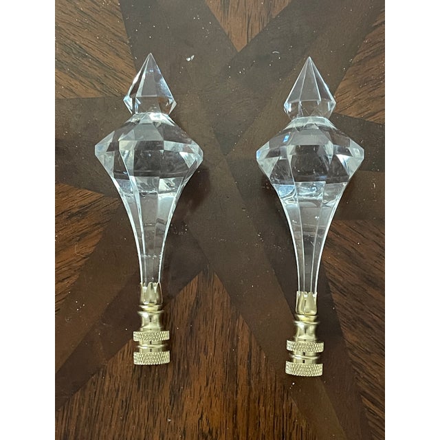 1960s Mid-Century Modern Lucite Lamp Finials - a Pair Pair Icecles For Sale - Image 4 of 4