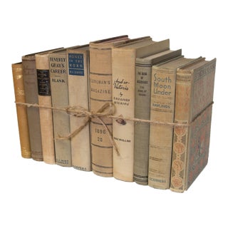 Decorative Books - Vintage Driftwood Book Bundle - 1 Foot of Tan Books For Sale