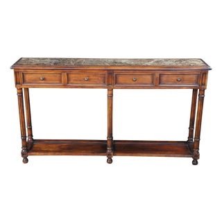 Vintage Louis XVI Mahogany Marble Tiered Console Sofa Hall Entry Table For Sale
