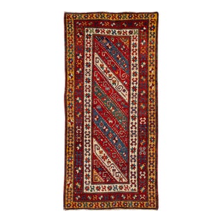 Antique Caucasian Kazak Handmade Gallery Wool Rug With Allover Multicolor Motif For Sale
