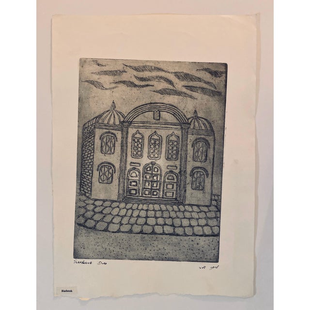 Dora Szampanier, Etching of destroyed synagogue - Bialistok, Poland For Sale In Miami - Image 6 of 6