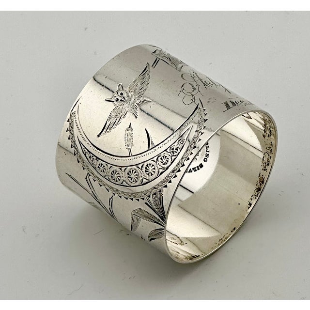 This Really is an Exceptionally Nice Antique American Victorian Sterling Silver Napkin Ring. Circa - Dated Christmas 1882....
