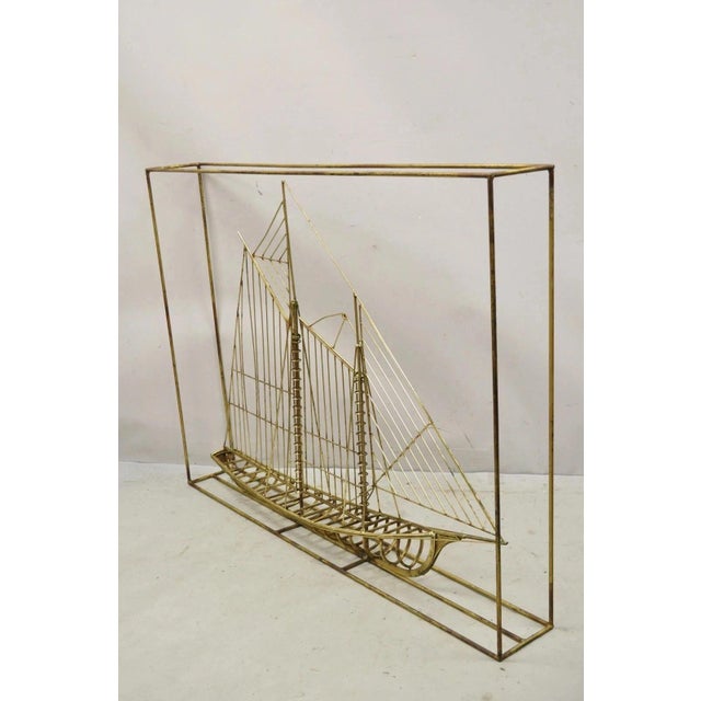 Vintage Curtis Jere Mid Century Modern Clipper Ship Large Metal 3D Sailboat Sculpture. Item features a large impressive...