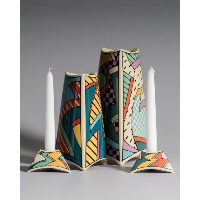 Flash Porcelain Vase and Candleholder Set by Dorothy Hafner for Rosenthal, 1980s, Set of 4 For Sale - Image 14 of 14