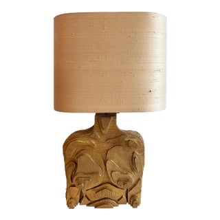 Mid 20th Century Studio Abstract Sculptural Male/Female Table Lamp, Vintage Shade For Sale