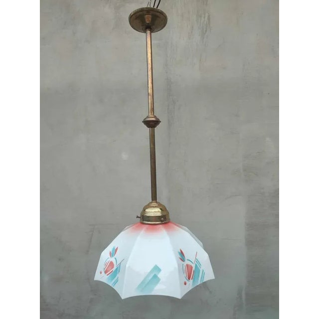 Pre-war art deco lamp, dimensions: height: 54 cm, diameter of the lampshade: 26 cm. European Plug (up to 250V).The wiring...
