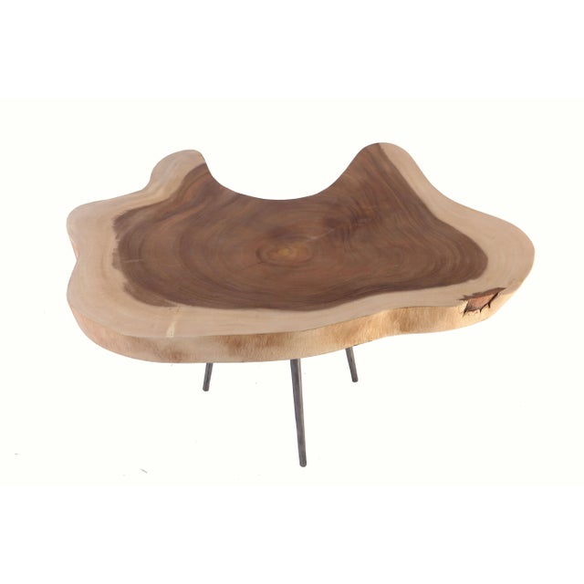 Organic Modern Half Moon Living Edge Accent Table For Sale - Image 4 of 6