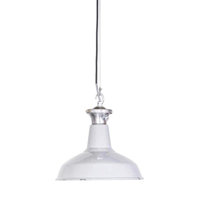 Vintage Industrial Grey Benjamin Enamelled Pendant Lamp, 1950s For Sale