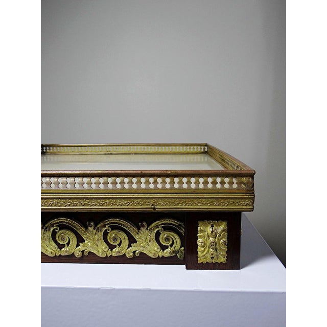 Antique Wooden Side Table Top in Gilt Metal and Onyx, 1900s For Sale - Image 6 of 12