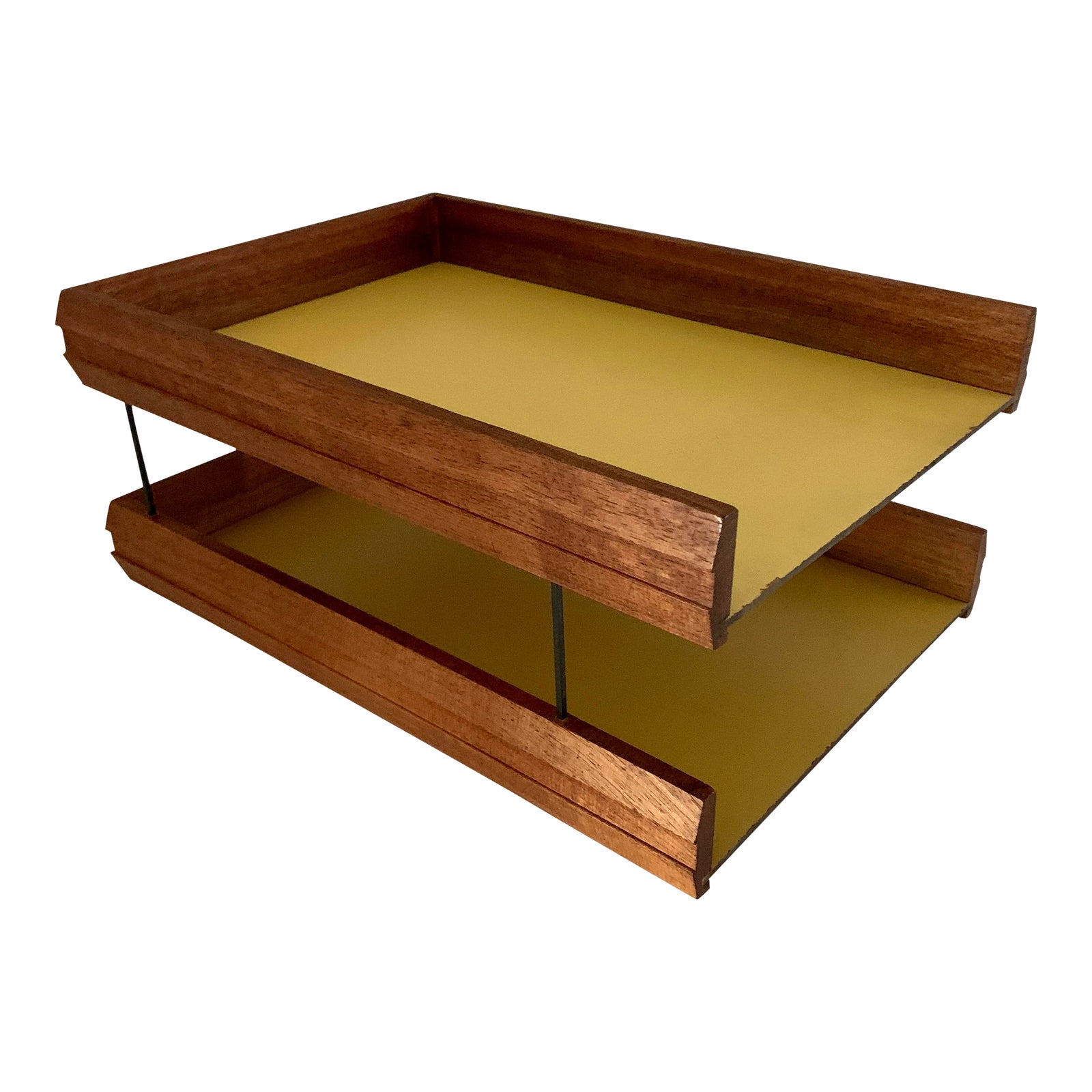 Modernist Tiered Letter Tray Solid Walnut 1960s Peter Pepper Style