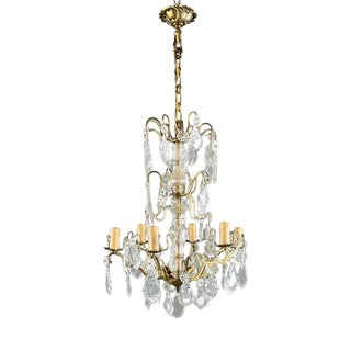 20th Century Louis XV Bronze and Crystal Chandelier with Pendants For Sale