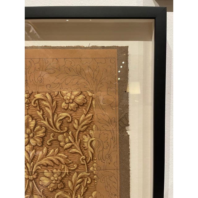 Original Antique French Hand Painted Wall Covering Strike-Offs. Featuring a lovely muted palette of cream and brown tones....