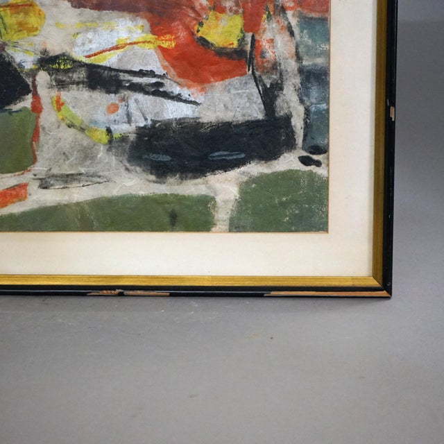 Mid 20th Century Mid Century Modern Mixed Media Abstract “Bayou” Painting By D. Hoyt, Mid-20th Century, Framed For Sale - Image 5 of 10