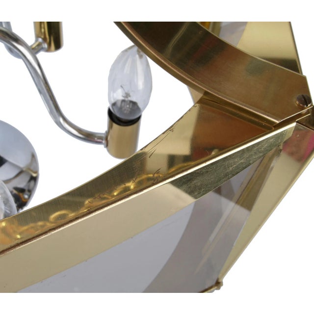 Metal Fredrick Ramond Brass and Chrome Chandelier For Sale - Image 7 of 10