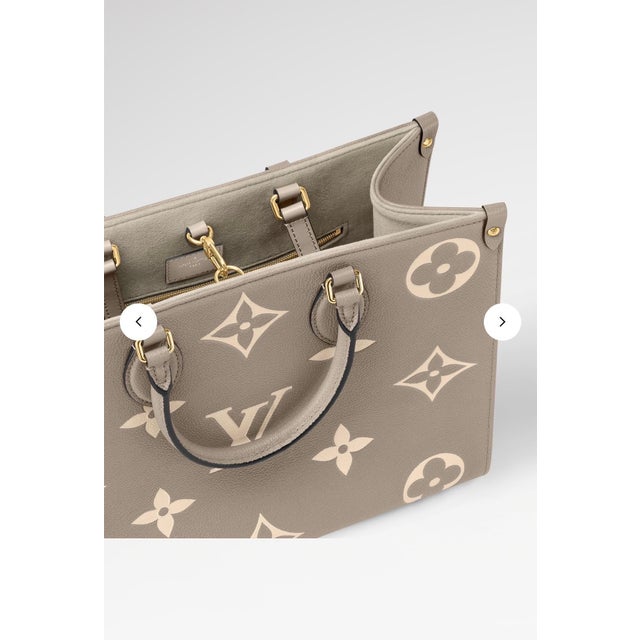 Animal Skin Louis Vuitton On The Go BICOLOR MM Monogram Empreinte Leather, Dove/Cream For Sale - Image 7 of 18