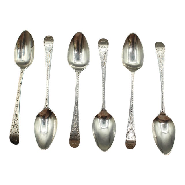 1798 English Set of 6 Sterling Silver Teaspoons by Peter & Ann Bateman For Sale