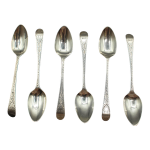 1798 English Set of 6 Sterling Silver Teaspoons by Peter & Ann Bateman