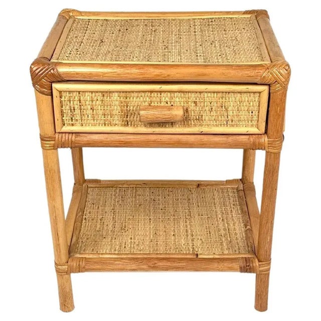 Mid-Century Italian Bedside Table in Bamboo and Rattan, 1970s For Sale - Image 11 of 12