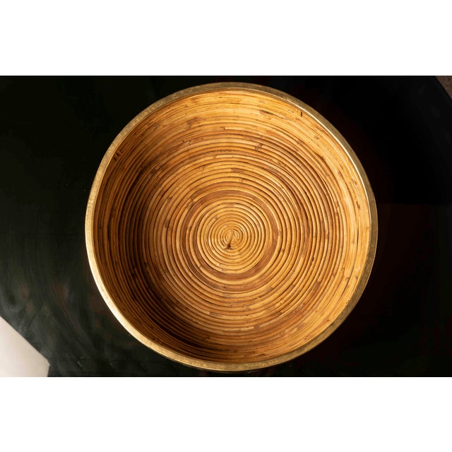 Mid-Century Modern Rattan and Brass Centerpiece, 1970s For Sale - Image 3 of 14