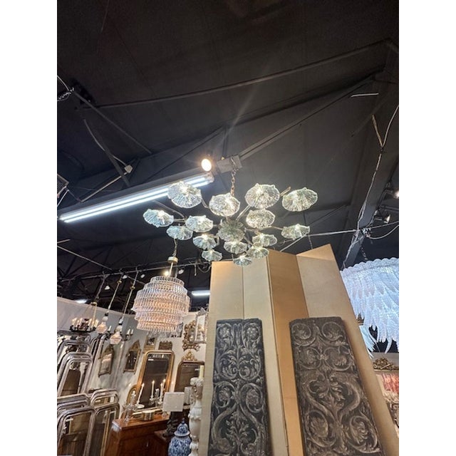 Modern Murano Flower Disc Flush Mount For Sale - Image 3 of 8