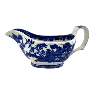 Antique Early 20th Century English Blue & White Gravy Boat by Enoch Burn & John Edwin Leach
