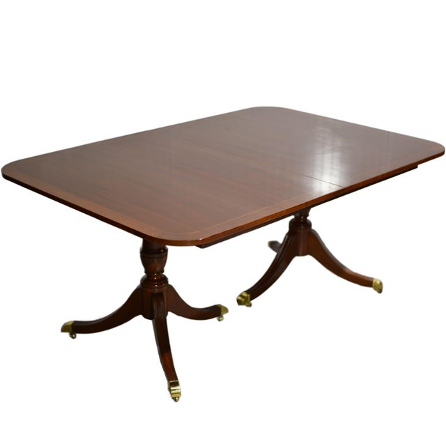 Mid Century Georgian Double Pedestal Banded Dining Table by Kindel Furniture For Sale - Image 12 of 12