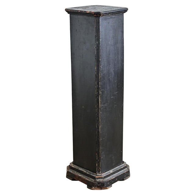 Brown French Vintage Painted Black Pedestal For Sale - Image 8 of 8