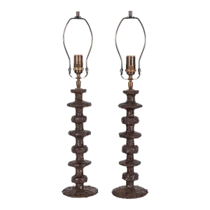 Turned Bronze Table Lamps by Claudio Gonzalez - a Pair