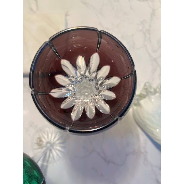 Ruby Red Ajka Castille Albinka Crystal Wine Glasses | Color Cut Overlay Wine Hocks | For Sale - Image 8 of 8