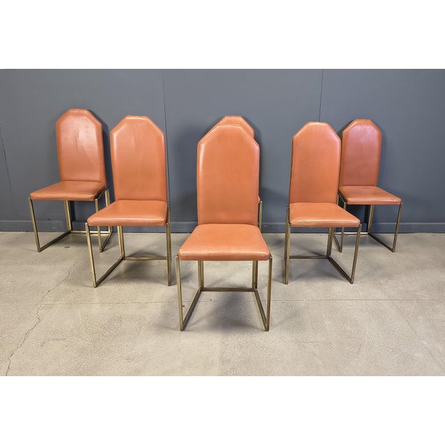 Hollywood Regency Vintage Brass Dining Chairs from Belgo Chrom, 1970s, Set of 6 For Sale - Image 3 of 14