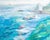 An oil on canvas coastal painting by the American artist Kay Sutherland. This painting features a grassy hill overlooking...