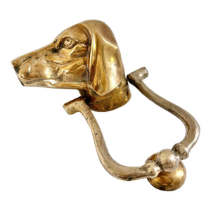 Vintage Solid Brass Hound Dog Door Knocker, Sporting Dog Entry Hardware