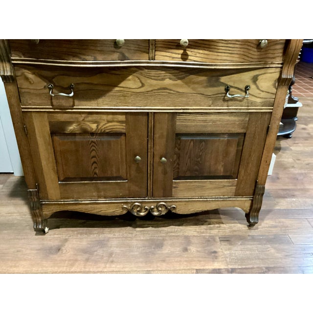 Late 19th Century Antique Solid Oak 1800's Sideboard Buffet Cupboard Fancy Carving All Original For Sale - Image 5 of 11