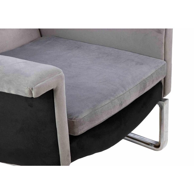 1970s Set of Italian Armchair and Ottoman in Chromed Steel and Velvet, 1970s For Sale - Image 5 of 9