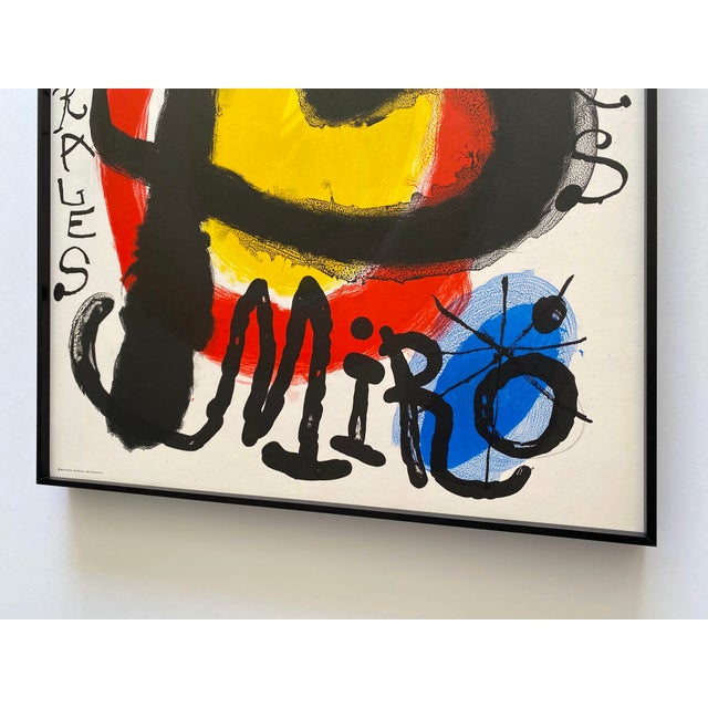 Joan Miro Vintage 1961 Mid Century Modernist Fine Art Lithograph Print " Murales - Peintures " Framed Paris Exhibition Poster For Sale - Image 15 of 16
