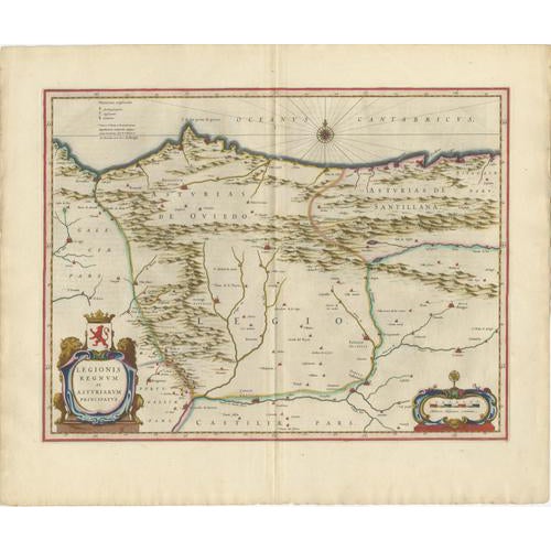 Blaeu Map of León & Asturias Legionis Regnum, 1642 For Sale