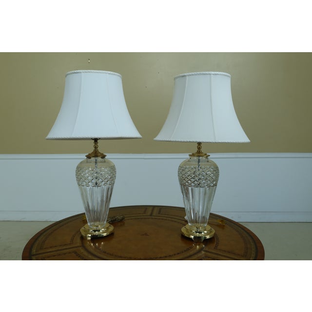 Waterford Crystal Signed Table Lamps W. Shades a Pair Chairish