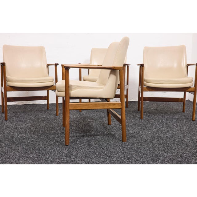 Mid-Century Conference Armchairs in Walnut and Vinyl Leather by Ib Kofod-Larsen, 1963, Set of 8 For Sale - Image 18 of 18