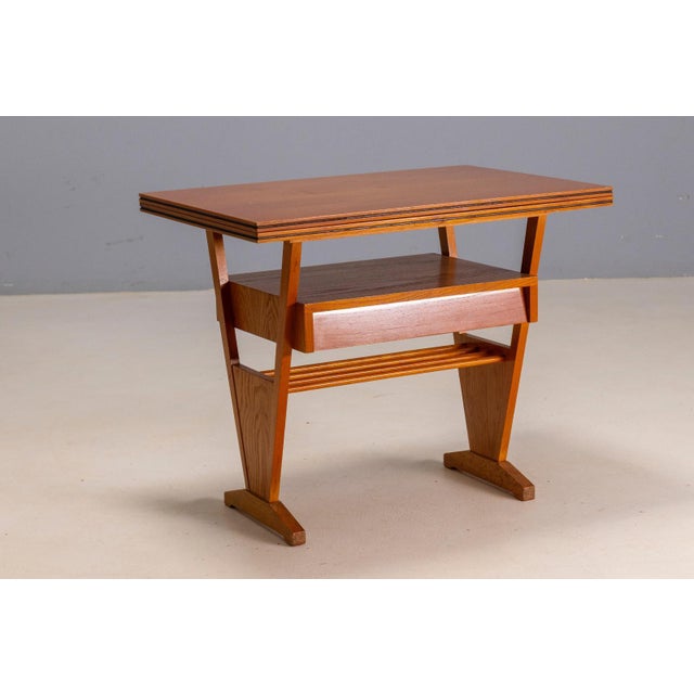 1960s Mid-Century Coffee Table with Folding Top and Storage Drawer, Former Czechoslovakia, 1960s-1970s For Sale - Image 5 of 7