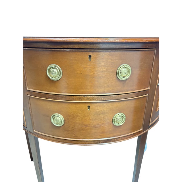 Brown Late 20th Century Baker Furniture Historic Charleston Mahogany Demilune Cabinet or Sideboard For Sale - Image 8 of 17
