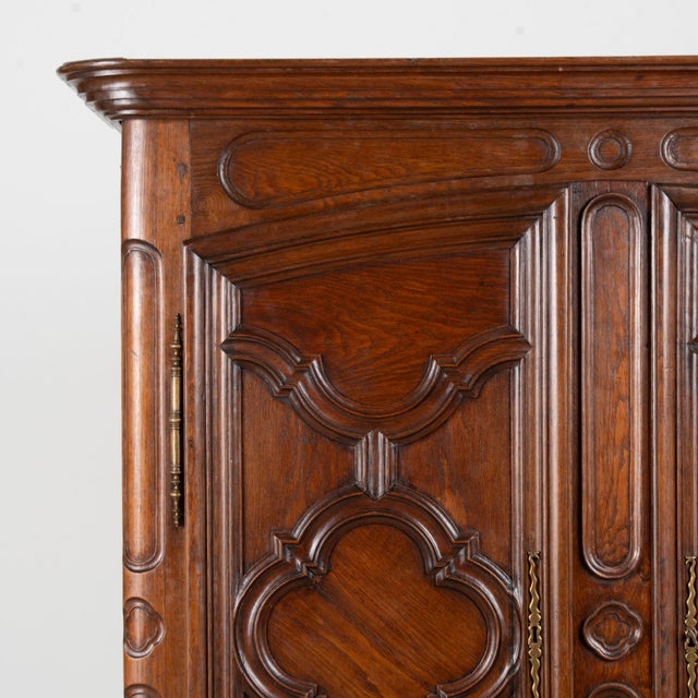 Late 18th Century French Carved Oak Two-Door Armoire For Sale - Image 4 of 12