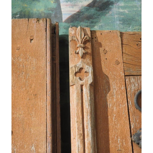 French Pair of Double Sided 19th Century French Oak and Iron Cathedral Doors For Sale - Image 3 of 18