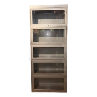 Vintage 5-Section Industrial Steel Bookcase For Sale