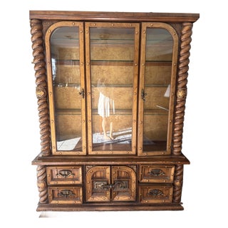 1960s Spanish Revival/Mediterranean Style Vintage China Cabinet For Sale