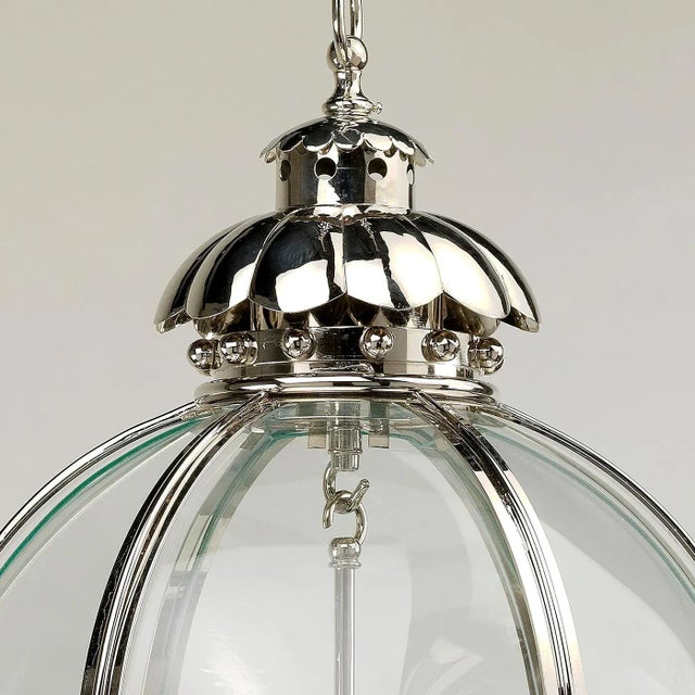 Globe Lantern in Nickel Finish - Small For Sale - Image 4 of 5