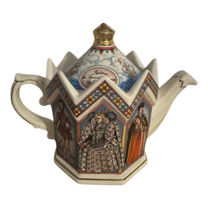 Vintage Porcelain Teapot Titled 'Queen Elizabeth I of England' by James Sadler
