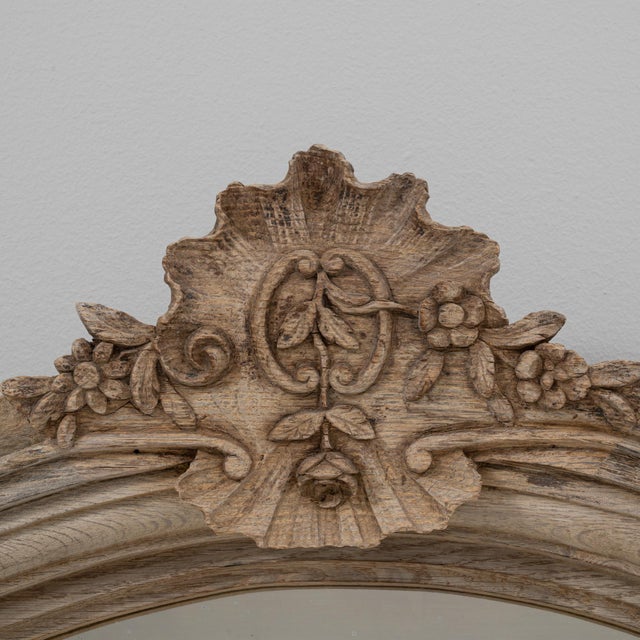 1900s French Louis XVI Carved Oak Mirror With Shelf For Sale - Image 13 of 18