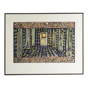 1998 “Shower Poster” Signed Limited Edition Linocut by Jonathan Weinberg